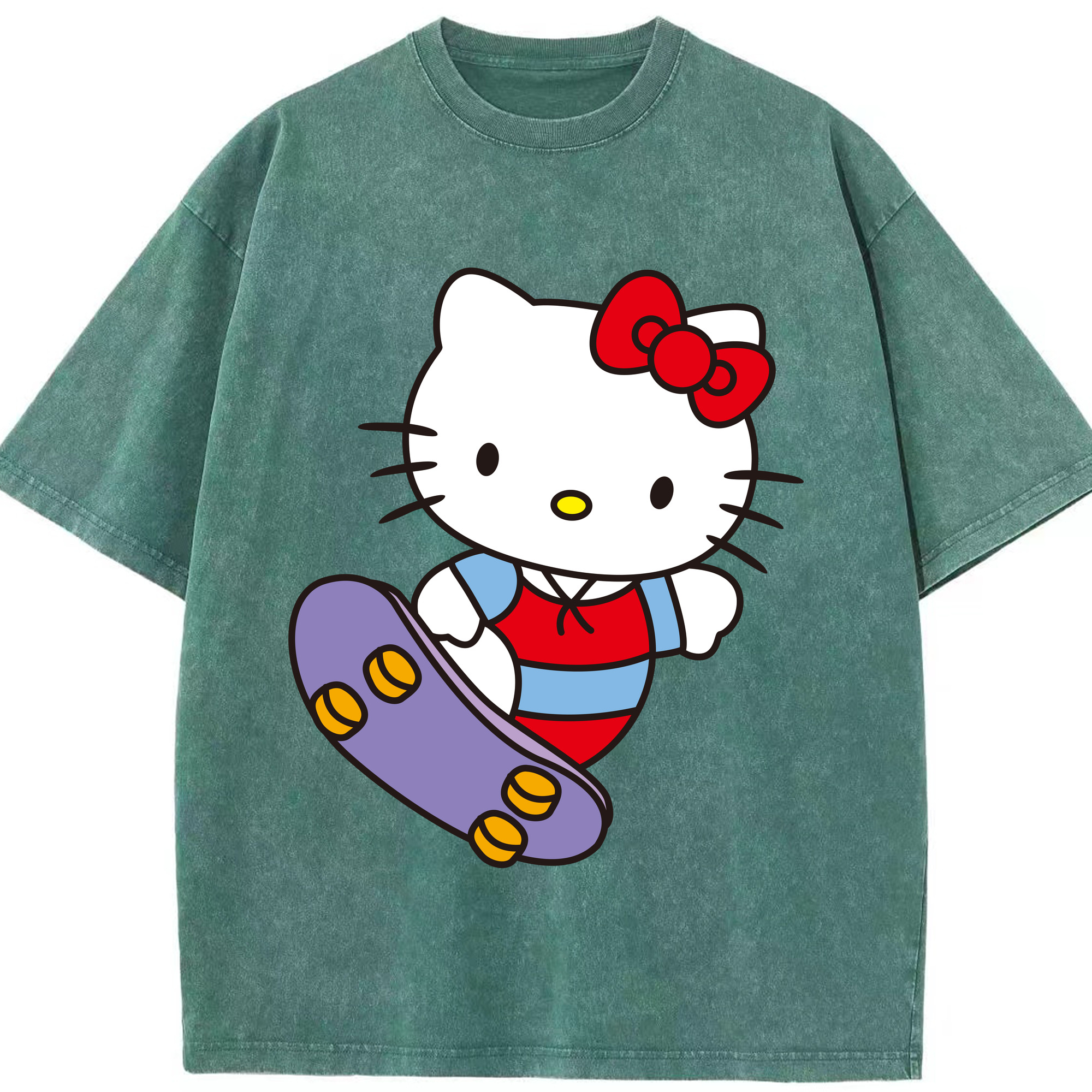 （画像用） Hello Kitty ハローキティ 綿100% ヴィンテージ風 半袖Tシャツ（フロントプリント）